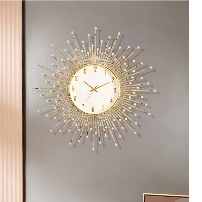光芒万丈挂钟太阳造形挂钟客厅高端豪华钟表静音挂钟轻奢装饰挂钟