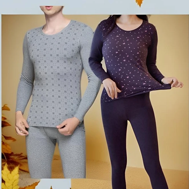 元首男女【印花莫代尔】修身打底情侣保暖内衣套装W13101/M11102