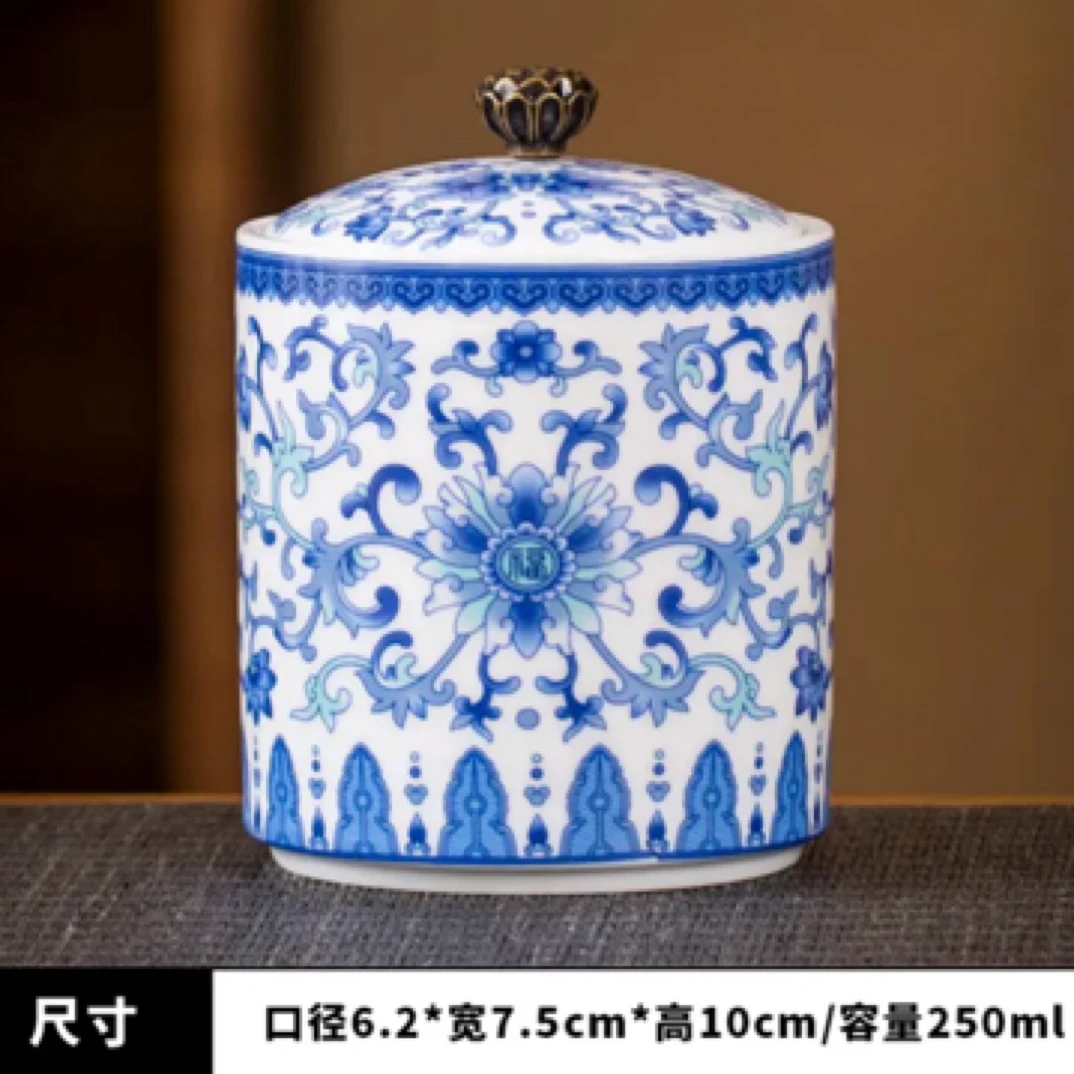 珐琅彩陶瓷密封罐小号茶叶罐存茶罐一罐多用