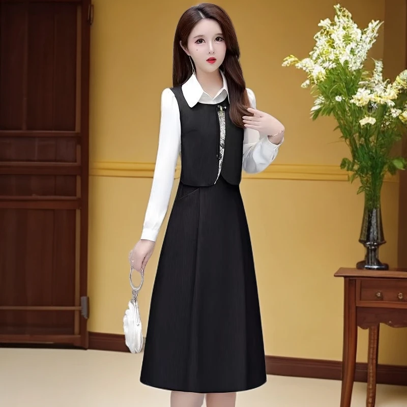 S001#黑【木兮兮专属】2026年春秋季新气质显瘦复古轻奢时尚连衣裙