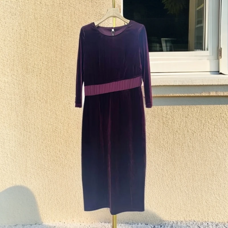 A374#红【木兮兮专属】2025春季新款气质修身时尚中长款连衣裙女