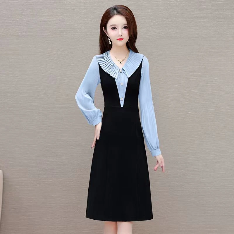 8601#蓝【木兮兮专属】2026年春季新气质显瘦洋气轻奢时尚连衣裙