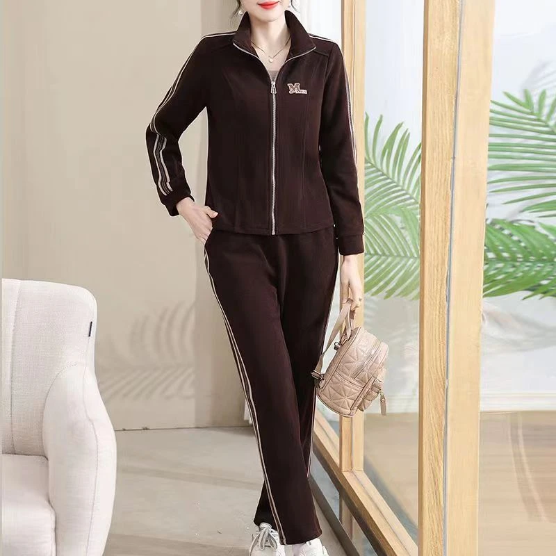 8152咖色【木兮兮专属】2024年春秋新气质显瘦运动休闲两件套装女