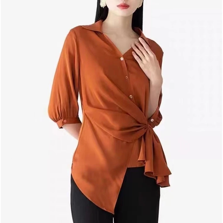 900#-木兮兮2024年春季新气质显瘦洋气减龄衬衣长袖休闲百搭上衣