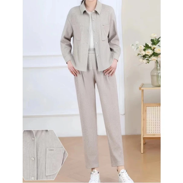 A009#燕麦【木兮兮专属】2026年秋冬新气质显瘦运动休闲两件套装女