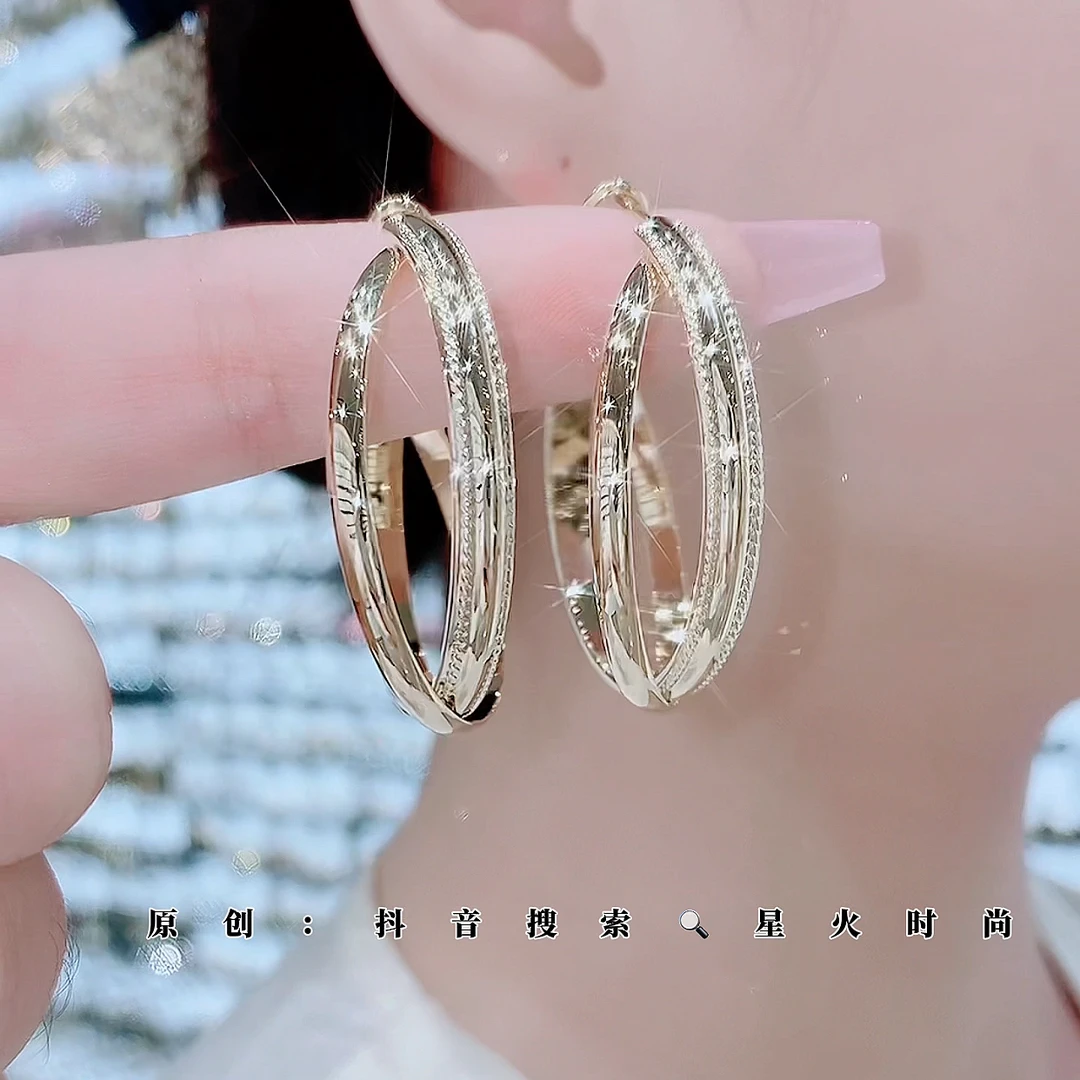 铜合金耳饰 808-简约S925银针气质百搭时尚大气小众潮流欧美耳环