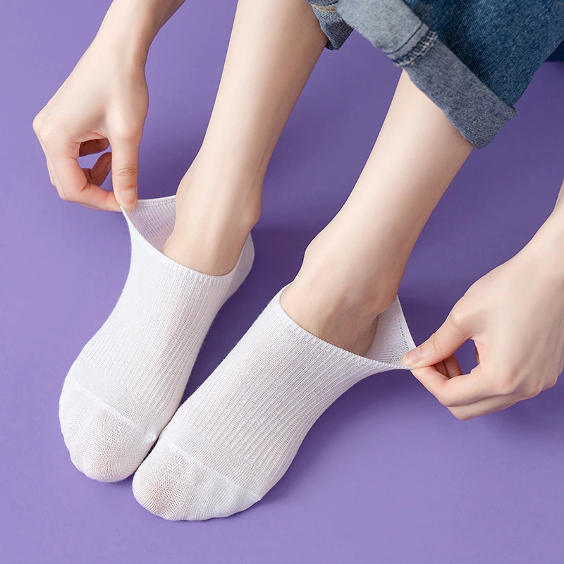 袜子女船袜春夏薄款纯棉浅口短袜硅胶防滑不掉跟夏季白色隐形袜