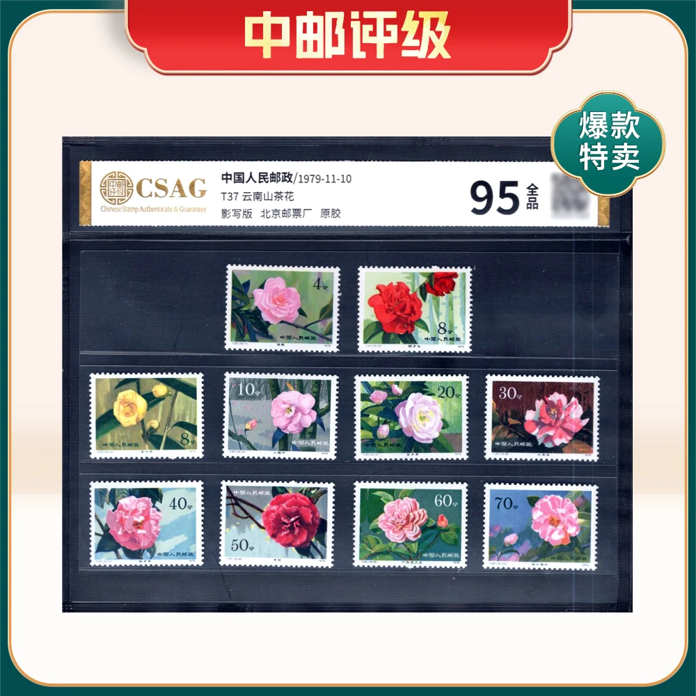 T37云南山茶花邮票 中邮评级95分