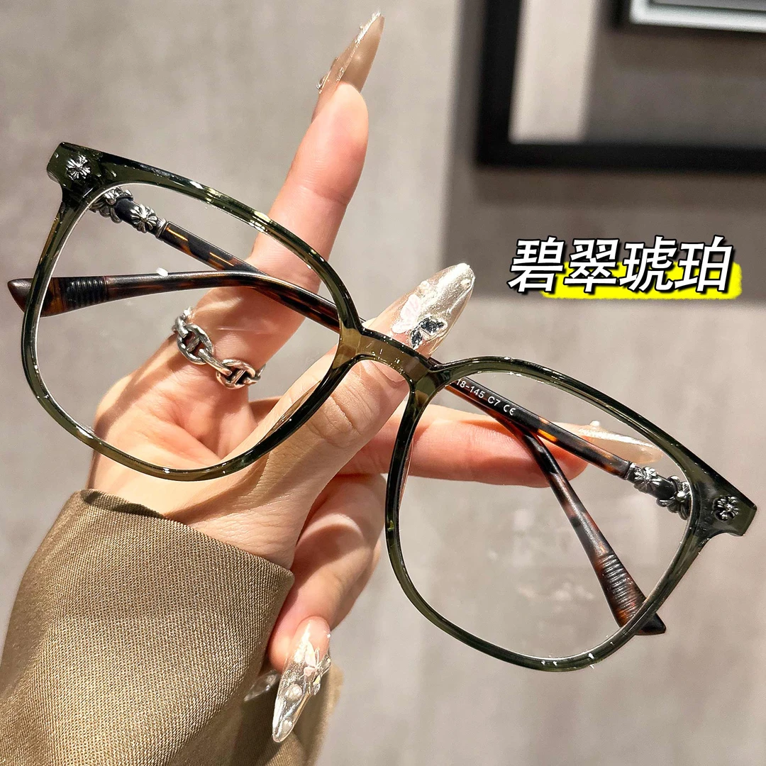 超轻玳瑁色适合方圆脸近视眼镜女可配度数素颜大框显脸小眼睛架男