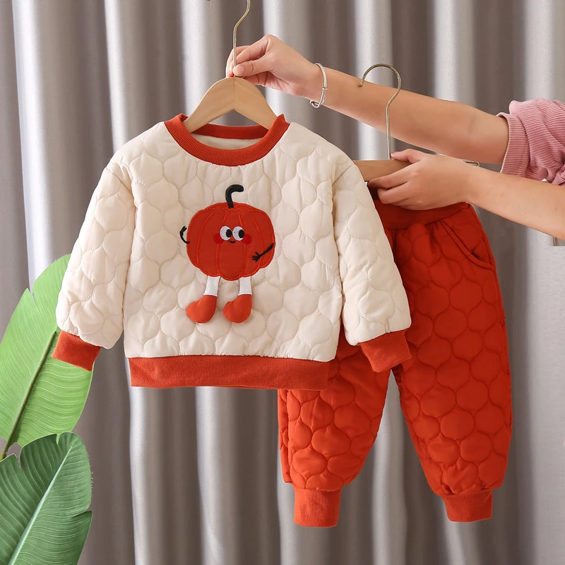 宝宝高领低领棉衣套装2024新款冬季婴幼儿童女童加绒棉服两件套