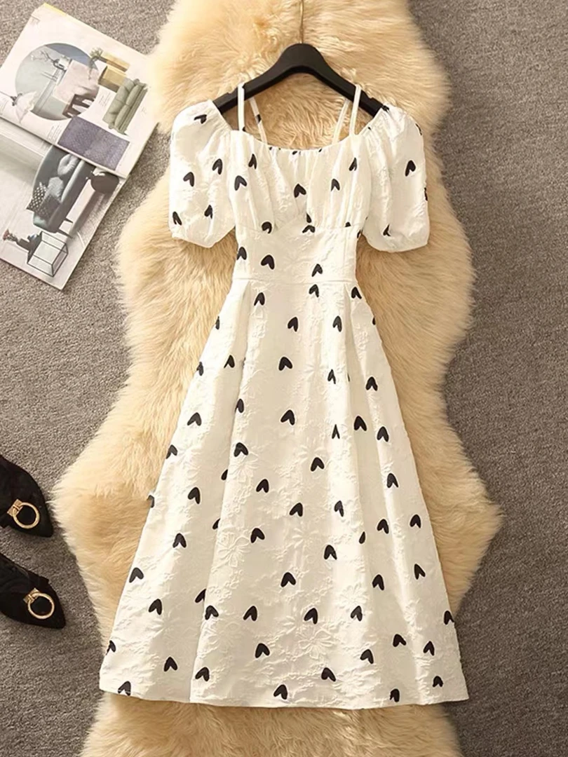 直播链接，主播叫号拍  2024夏季碎花显瘦高腰收腰方领连衣裙