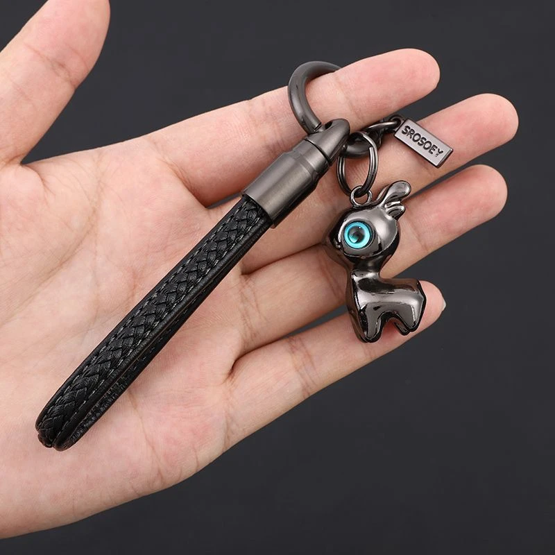 高颜值小鹿钥匙扣车锁匙挂件多功能女带刻字防丢牌情侣男士小清新