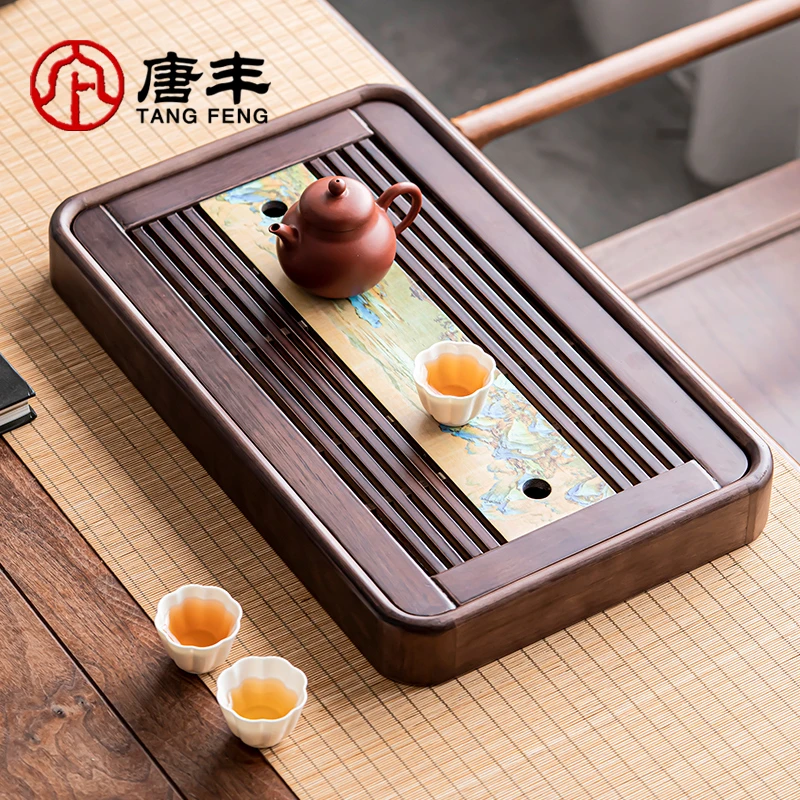 唐丰新款功夫茶台茶具托盘沥水干泡台小茶海实木高端精致茶盘家用