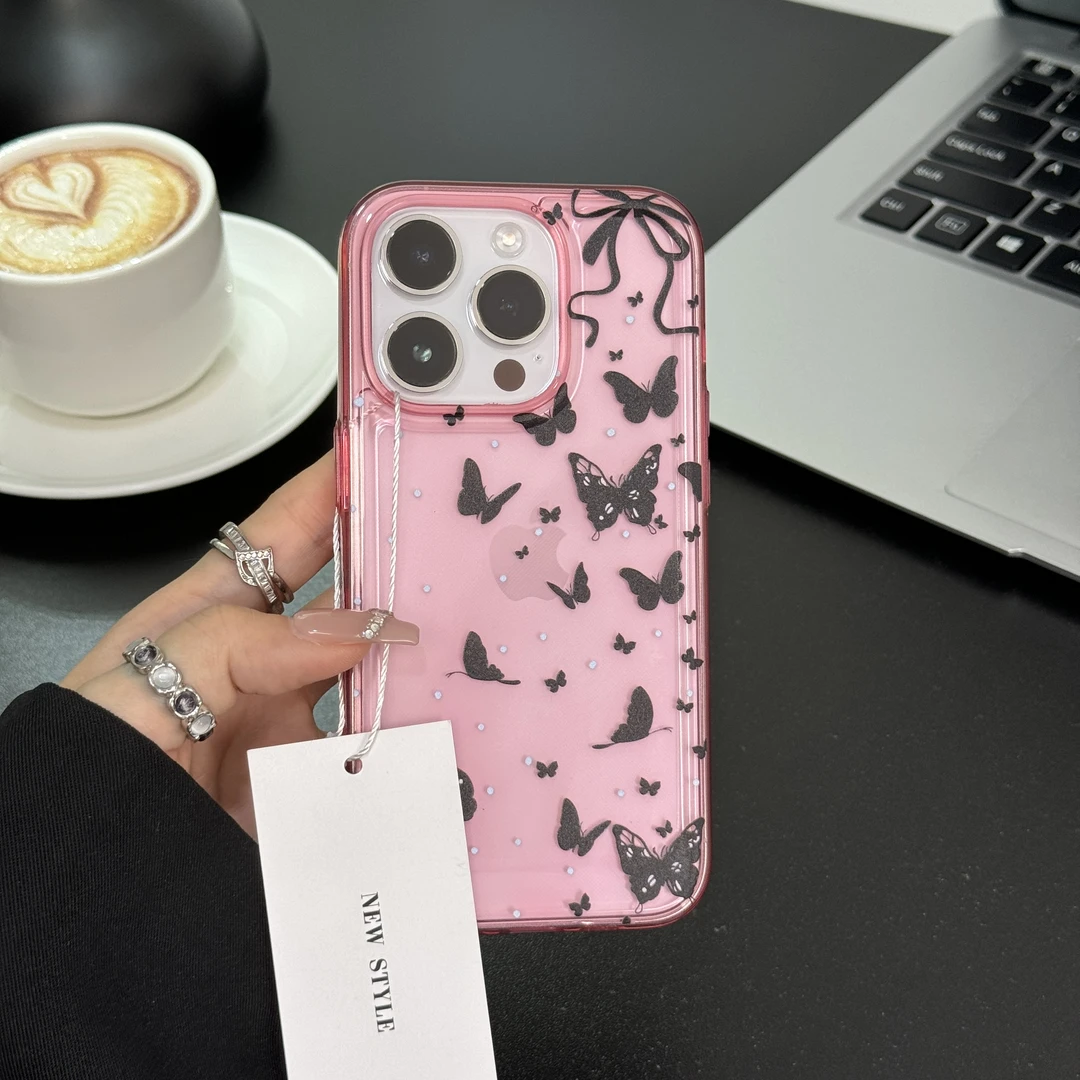 满屏蝴蝶ins风适用iphone15/14promax苹果11手机壳13软胶12防摔YF