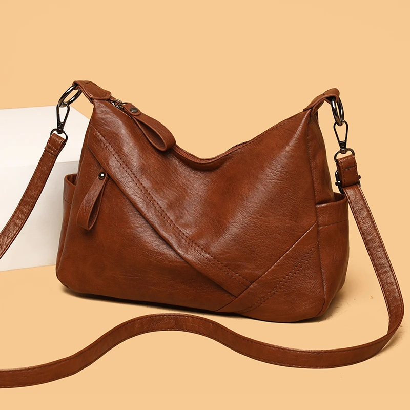 休闲百搭单肩包8041 棕色 底长29高20