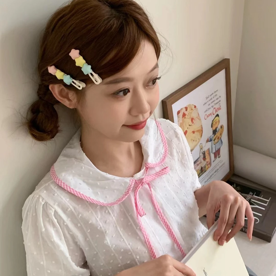 五角星鸭嘴夹可爱奶油发夹甜美少女心边夹刘海夹简约发卡百搭网红