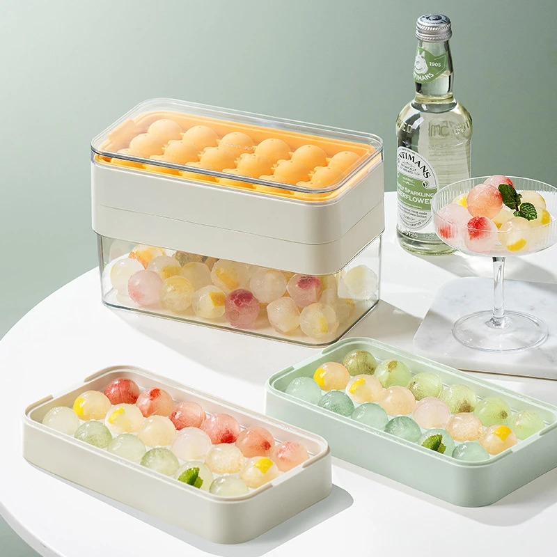 高颜值家用制冰盒冰格冰块模具食品级硅胶冰球冰盒冰箱储存制冰盒