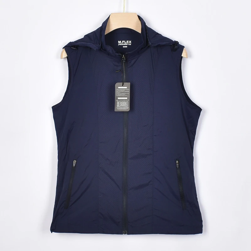 出口韩国原单女款夏超薄速干外穿马甲透气连帽可运动马甲女外穿