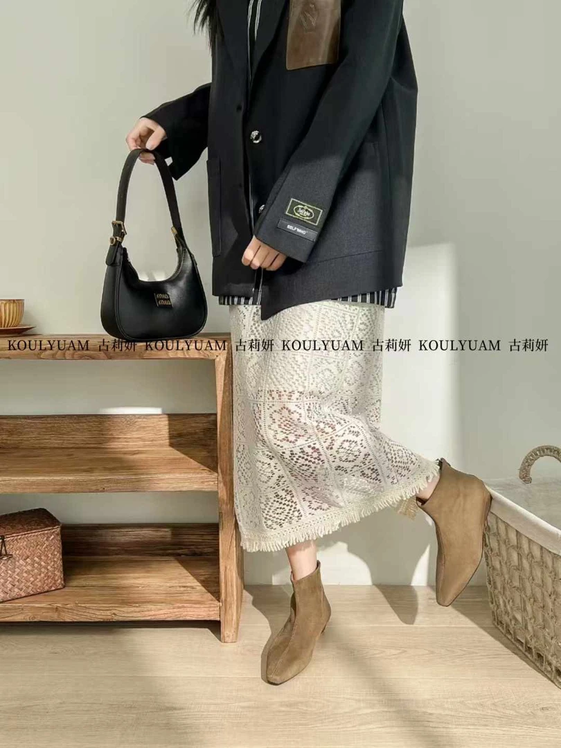 07201英伦风i短靴2024单内秋款硬朗短靴气质圆头牛仔靴