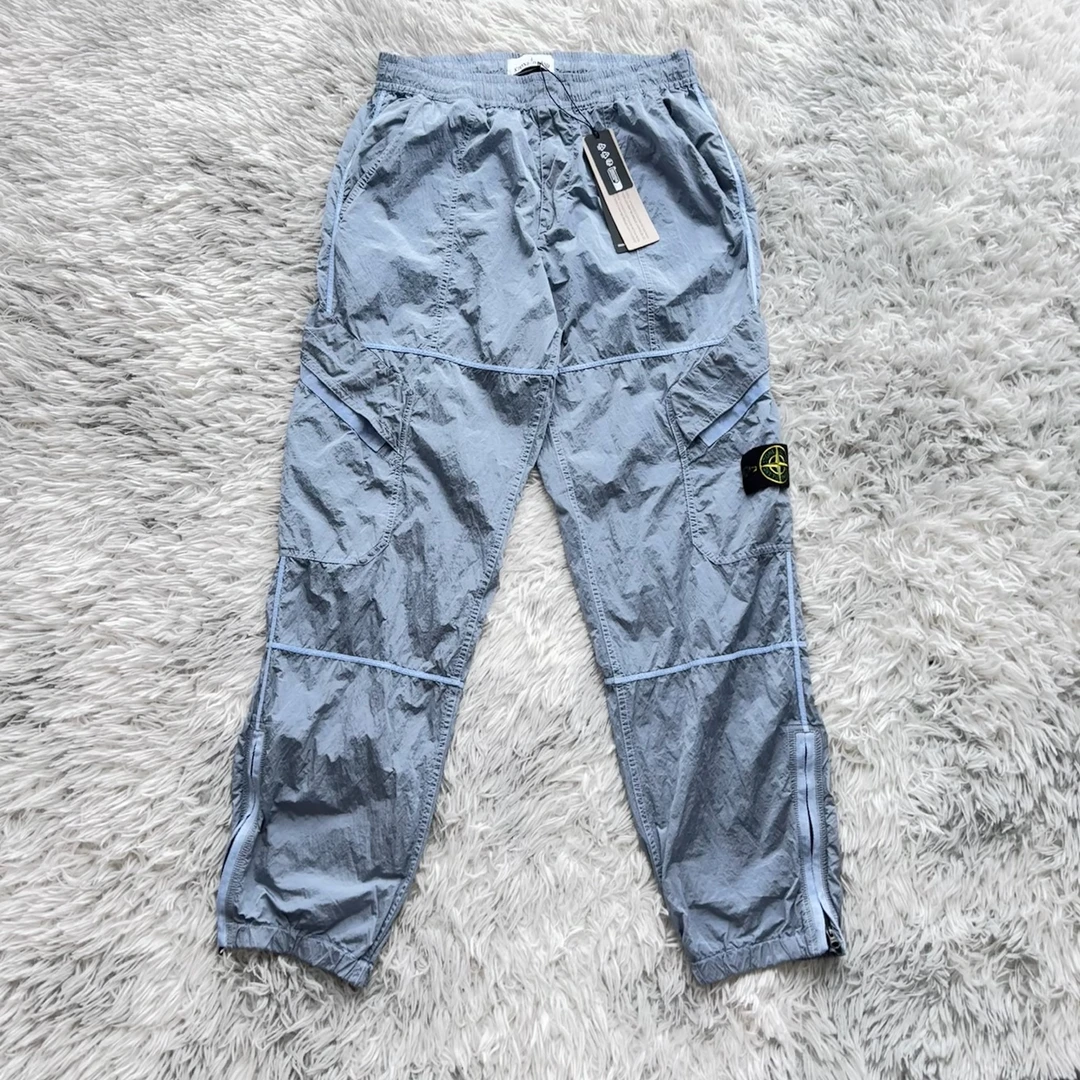 现货Stone island石头岛金属尼龙长裤24新款 天蓝色 专柜4000