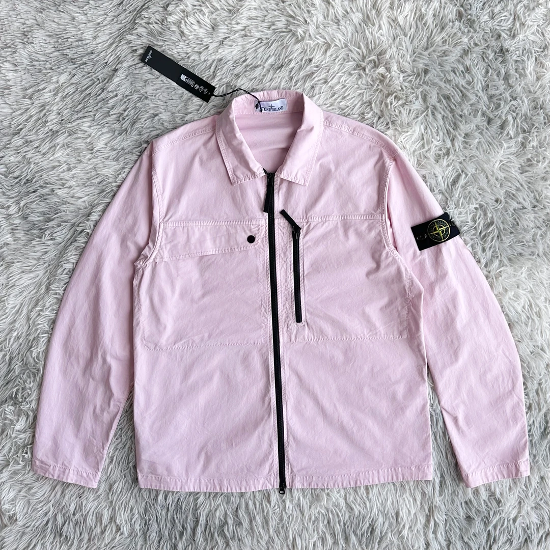 Stone island石头岛匹马棉不对称口袋夹克 24款 粉色 专柜4000