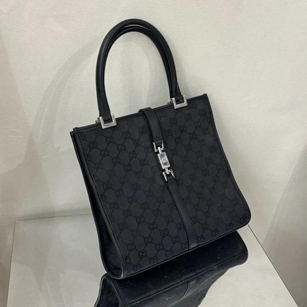 95新 GUCCI/古驰 jackie黑银琴谱手提斜挎包/5745613