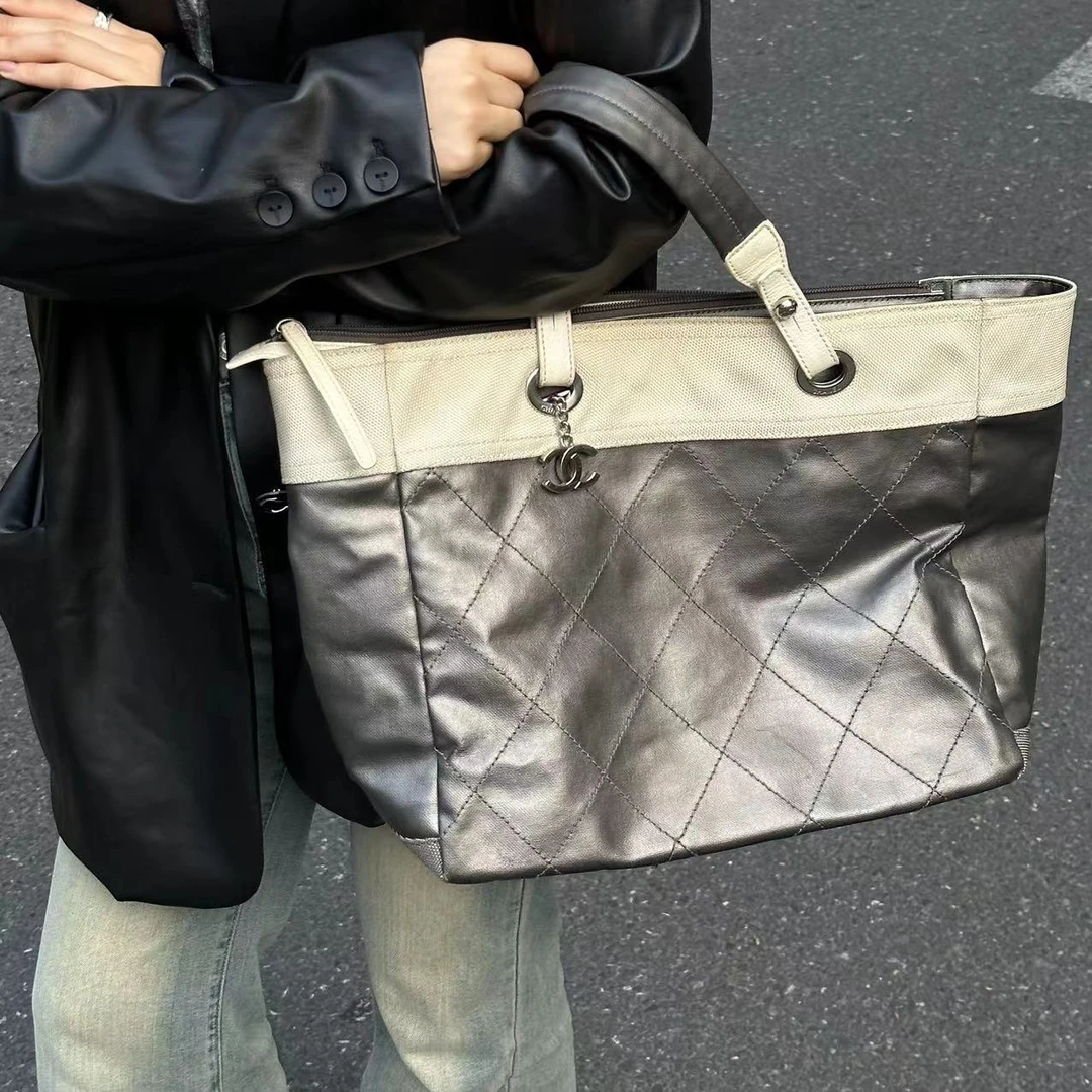 95新 Chanel/香奈儿 香奈儿拼白托特单肩包/5977512