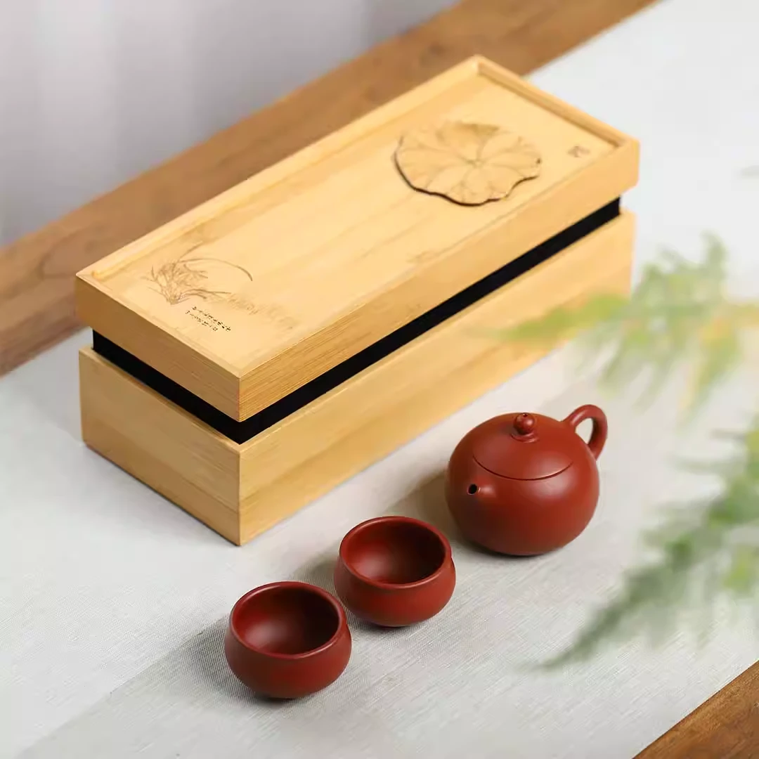 西施兰花锦盒紫砂套组，文创系列，茶帅竹器，竹制工艺品，茶盘茶具