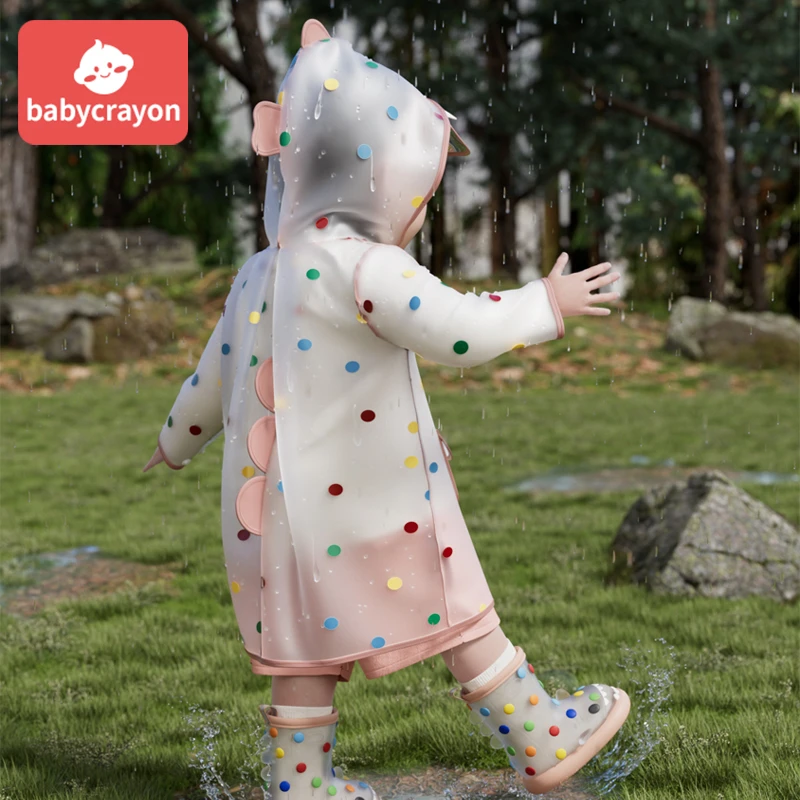 babycrayon 儿童雨衣女童女孩防雨服幼儿园小童宝宝雨披小孩