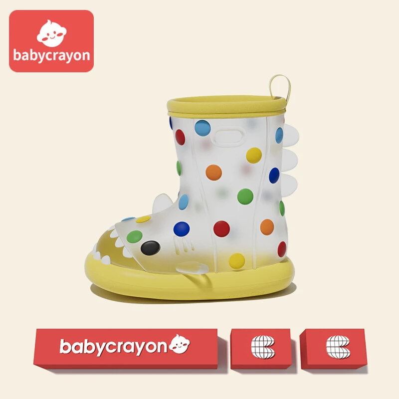 babycrayon彩虹豆鲨鱼儿童雨鞋男女童宝宝雨靴卡通水鞋轻便软底