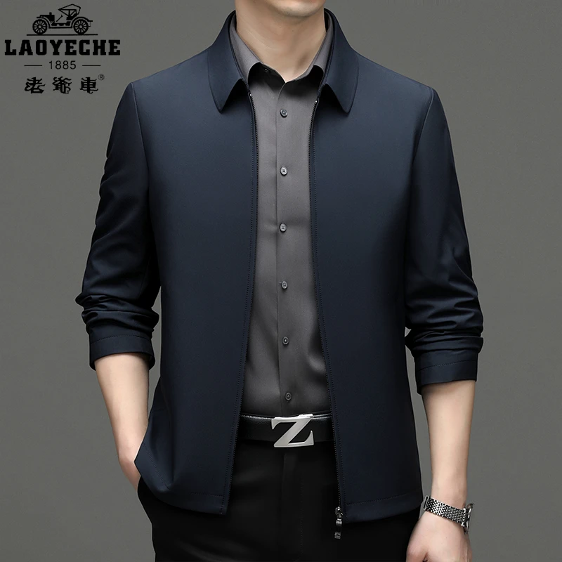 老爷车男士爸爸装春秋季男装中老年休闲行政夹克外套领导商务装 Z