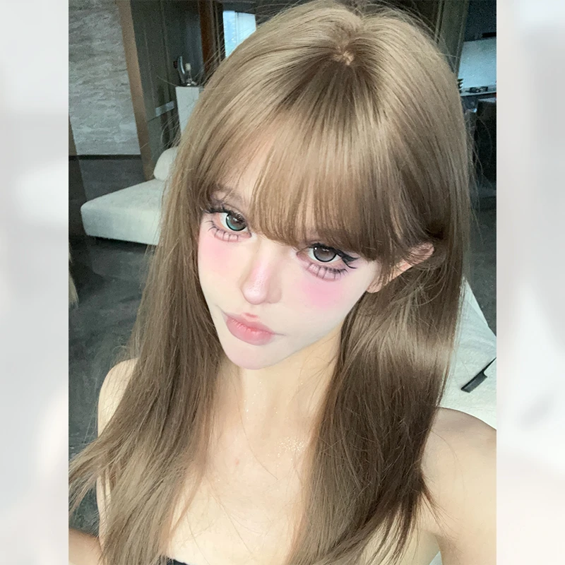 小圆专属-【古早哭包】升级大头皮齐刘海锁骨发减龄蓬松自然假发套