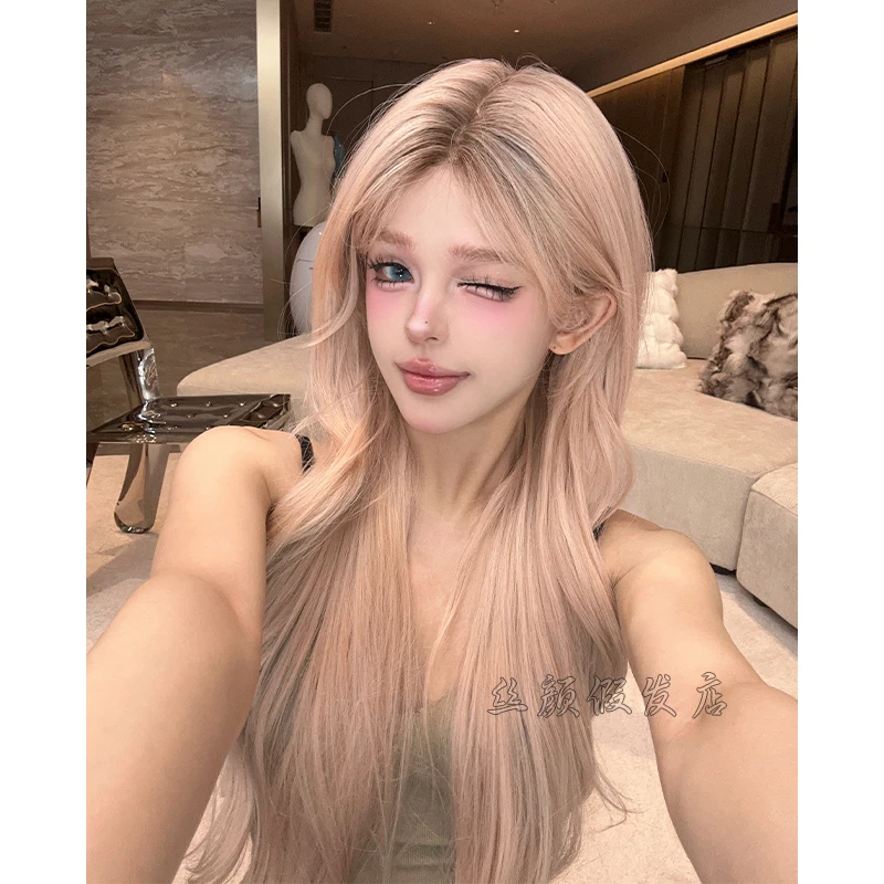 小圆设计款-【美式留留子】全头皮手织美人尖假发随意分自然长卷发