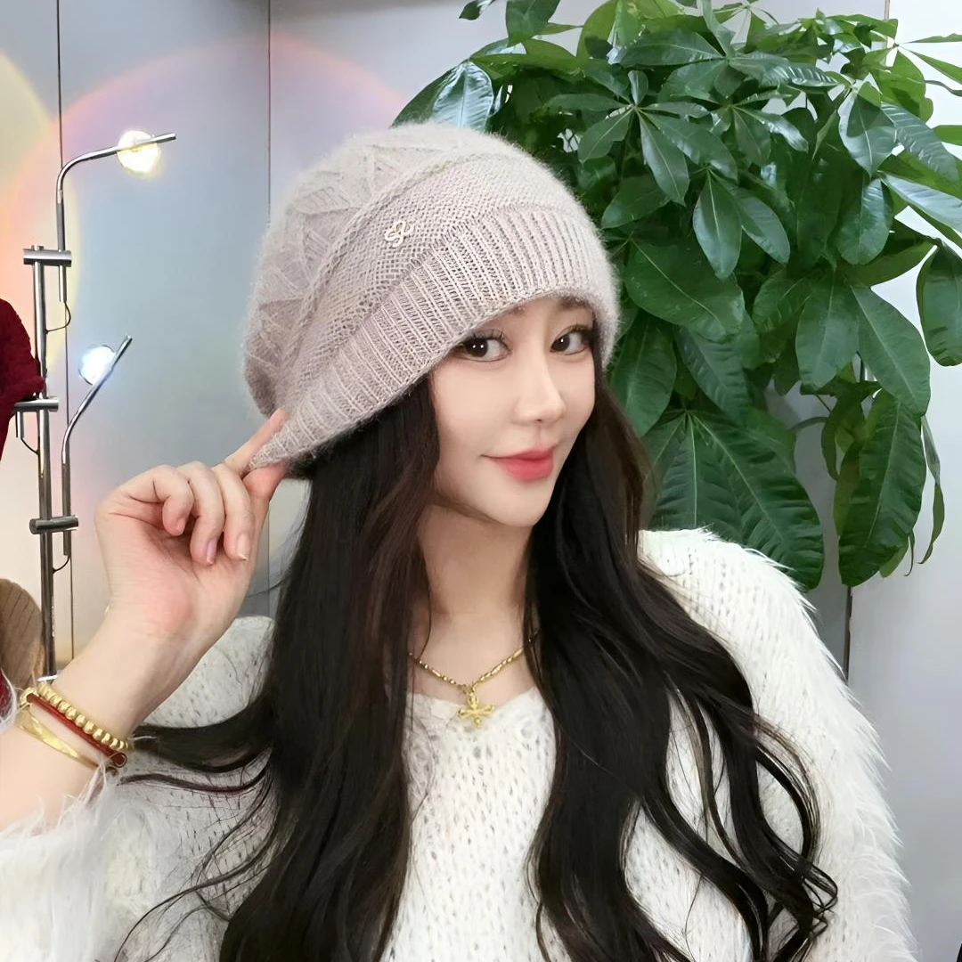 冬季新款针织保暖帽女士加厚护耳百搭堆堆帽贝雷帽时尚网红