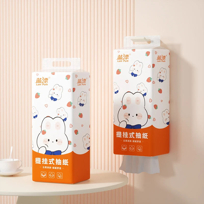 蓝漂气垫压花挂式抽纸1280张2提ZB