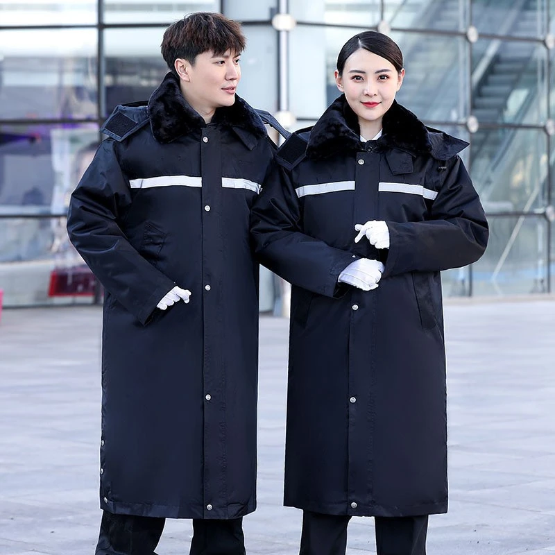 保安大衣冬季加厚加长多功能防寒服执勤冬装保安棉服工作服棉衣