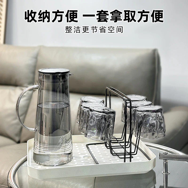 水具下单送杯架轻奢北欧风耐高温冷水壶杯子高硼硅水具套装凉水壶