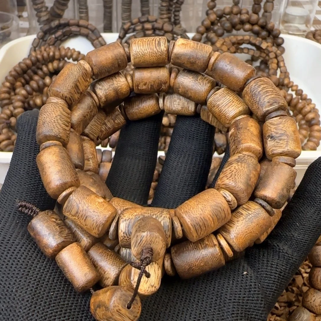 沉香手串古*多圈海南老白棋板头老料46.5克