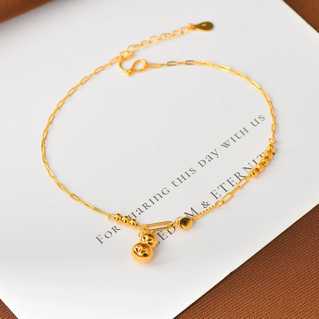 足银脚链 【蜜夫人】坠链均足银葫芦方糖脚链女款气质轻奢时尚小众