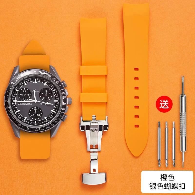 适用劳力士Swatch斯沃琪联名手表表带氟橡胶适配水鬼/游艇20mm