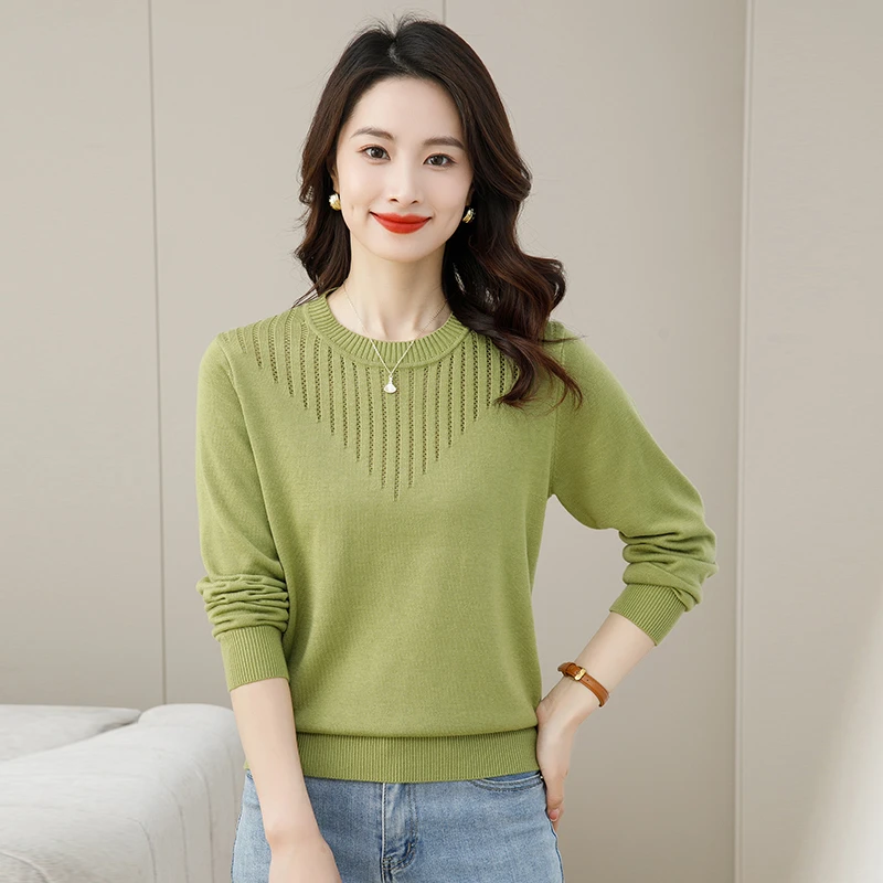 秋装长袖圆领套头时尚洋气大码妈妈装宽松百搭薄款秋季旅游必备款