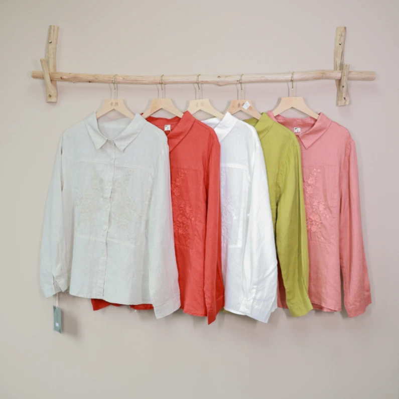 【素颜】2025新款国风重工刺绣亚麻长袖衬衫