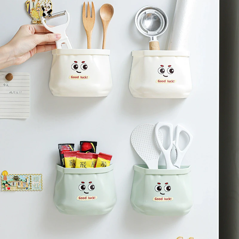 大眼冰箱磁吸收纳盒免打孔壁挂式整理收纳用可爱摆件多功能置物架