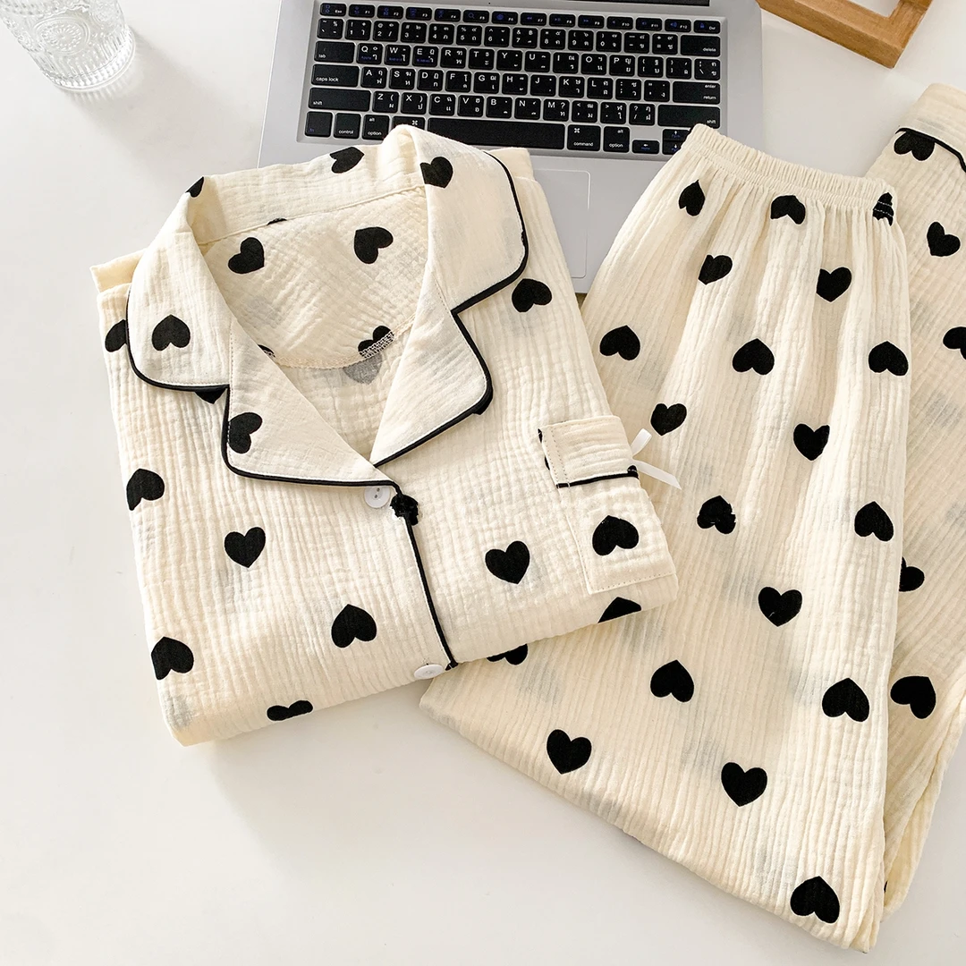 【爱心桃桃】云朵棉纱睡衣少女2025长袖ins柔软甜美睡衣家居服套装