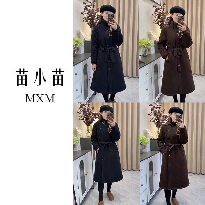 苗小苗新款大衣女气质冬季三层加厚加绒可外穿家居服冬季长款裙袍