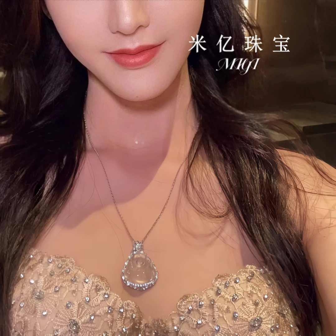 【MIYI】天然玉石冰透佛公气质轻奢镶嵌小众坠链