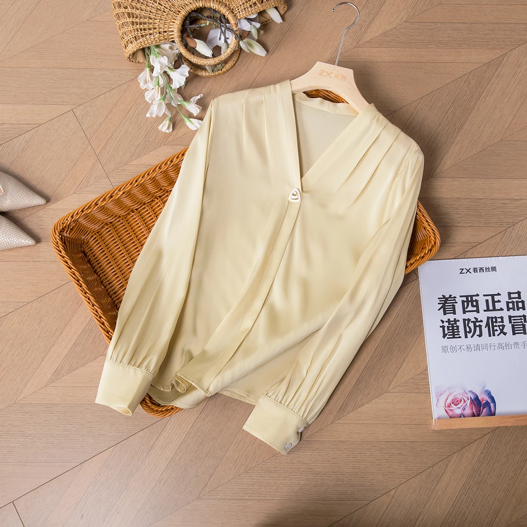 ZHUOXI/着西ZHUOXI/着西~秋季休闲纯色气质显瘦百搭长袖衬衫A830