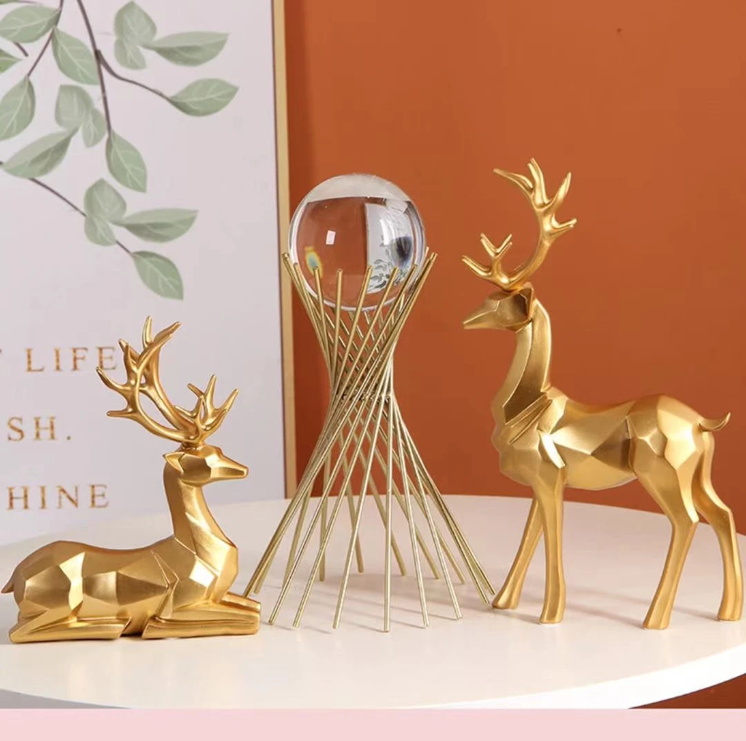 轻奢金色麋鹿小蛮腰客厅玄关电视酒柜装饰品摆件家居现代高档新居