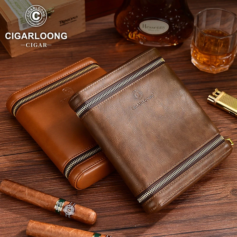 停产＋李 雪茄套保湿皮革面料六支装雪茄便携盒礼品盒包装