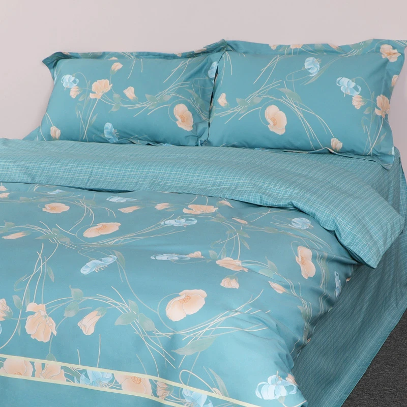 【舞动虞美人】纯棉全棉40支柔软亲肤四件套简约时尚四季可用套件